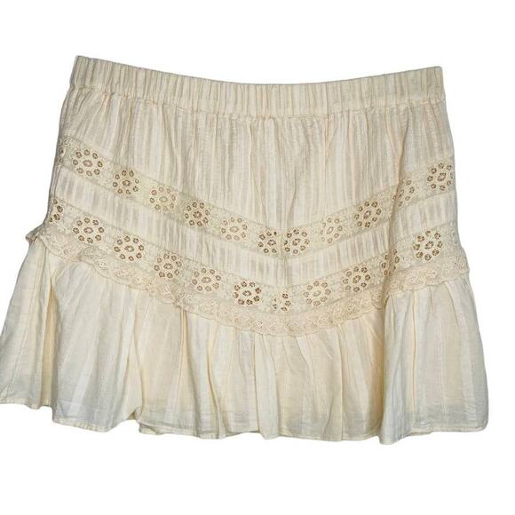 New LoveShackFancy Ivory Ruffle Lace Mini Skirt - Picture 5 of 10